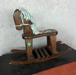 Vintage wooden horse rocker rocking child