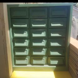 vintage addressograph cabinet  great for machinists small parts crafts more 