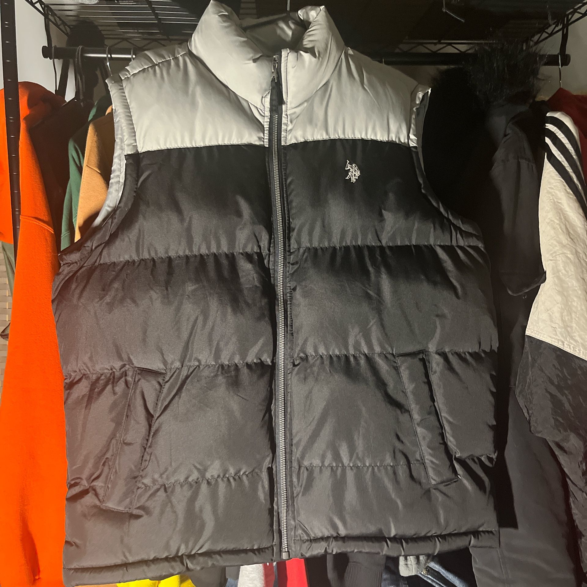 Black and grey Polo puffer vest