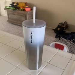 White And Silver Starbucks Cup