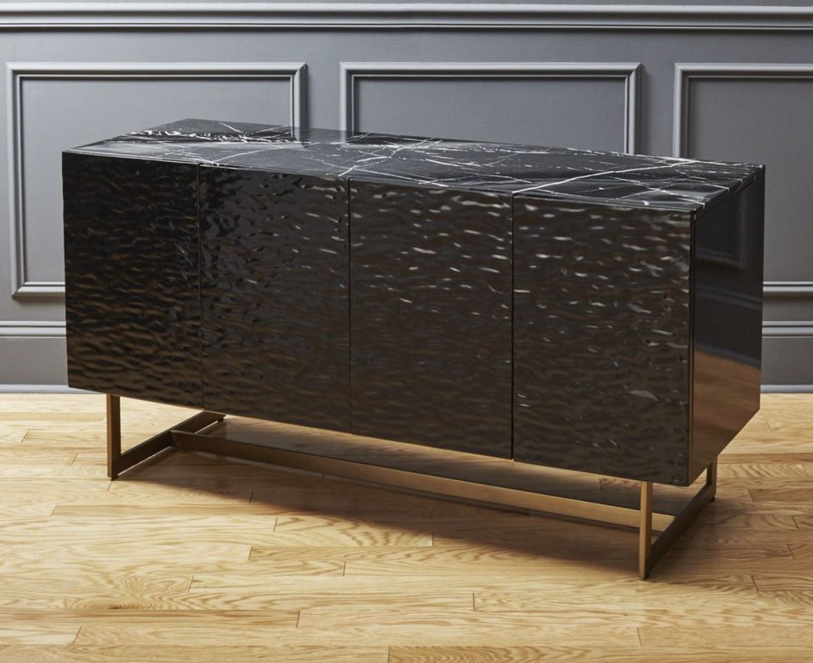 CB2 Ripple Marble Media Console Credenza