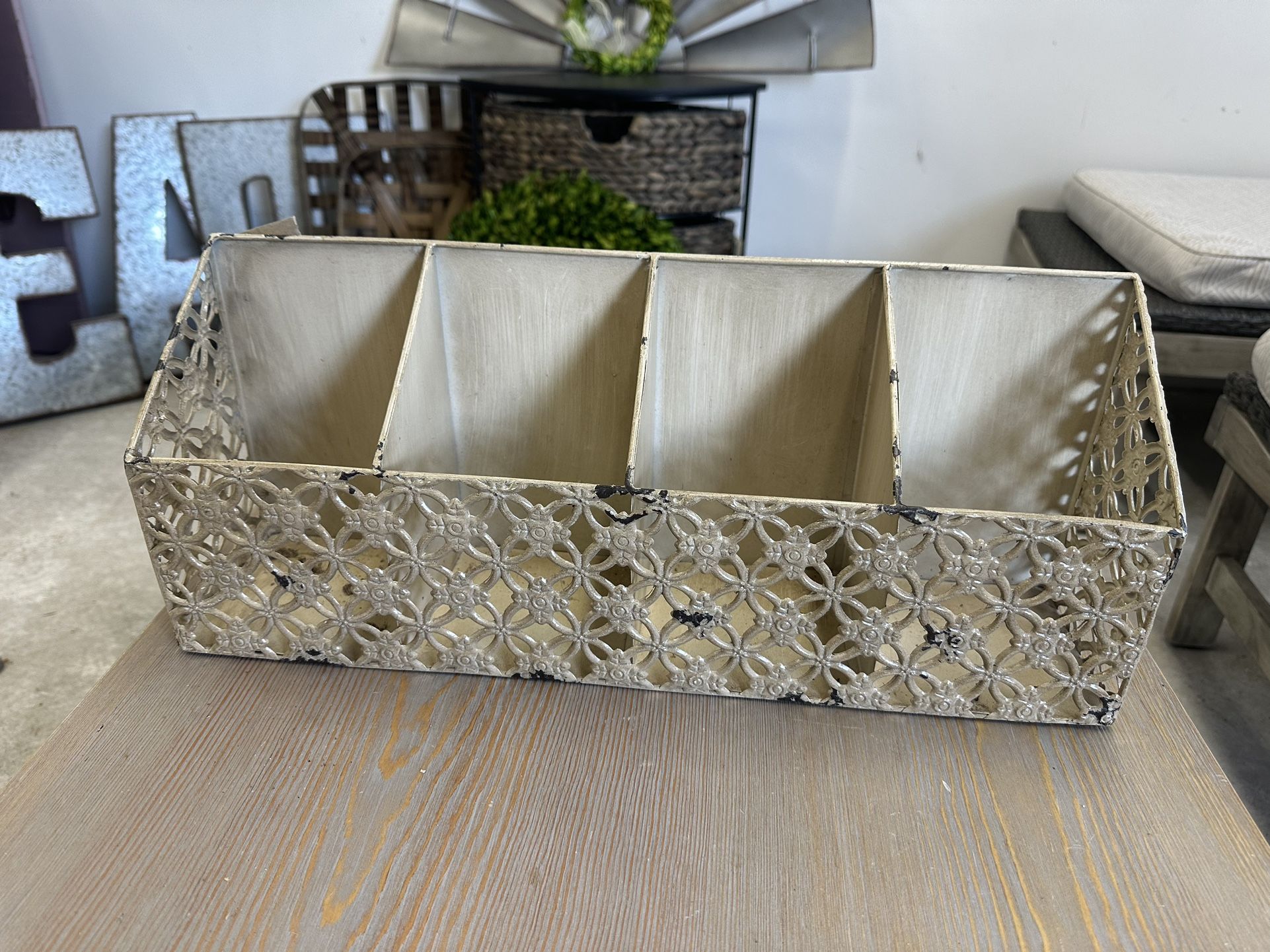 Rustic Metal Storage Organizer