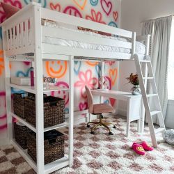 Kids Loft Bed With Bookshelf And Desk