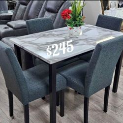 Elegant‼️ 5-Pc Charcoal Dining Table Set