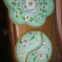 2 Vintage Cloisonne Small Trays. Buying Both