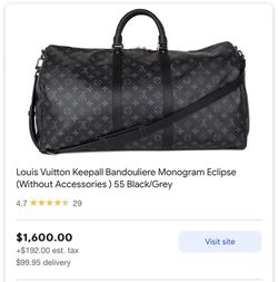 Louis Vuitton Monogram Eclipse Keepall Bandouliere 55 Duffle Bag