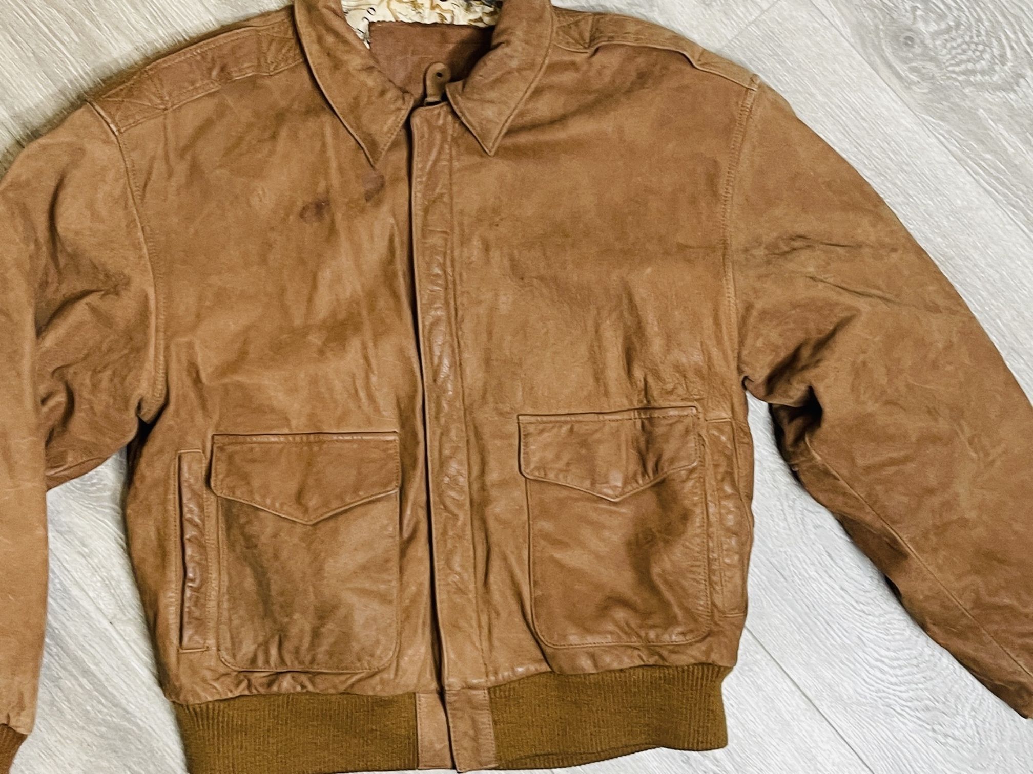 Vintage Nevada bomber leather tan jacket . K