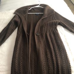 Soft Thick Cable Knitted Cardigan (Brown)