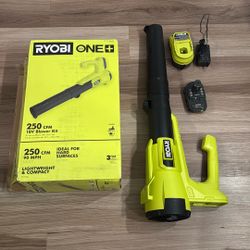 RYOBI ONE+ 18V 90 MPH 250 CFM Cordless Battery Leaf Blower/Sweeper with 2.0 Ah Battery and Charger