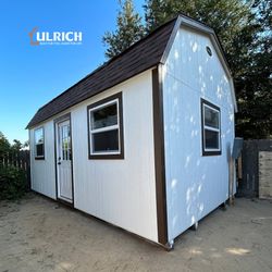 Texan Storage Shed | 9-lite Residential Door | Gambrel Roof