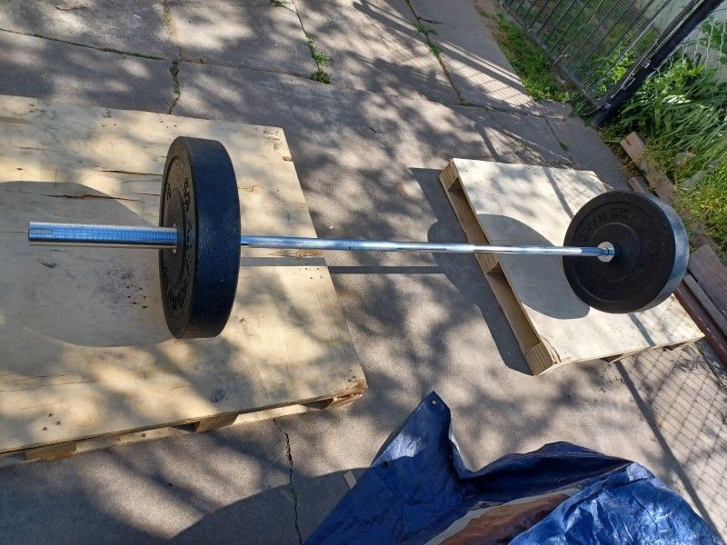 55 lb Olympic Bumper Pair + Bar, New