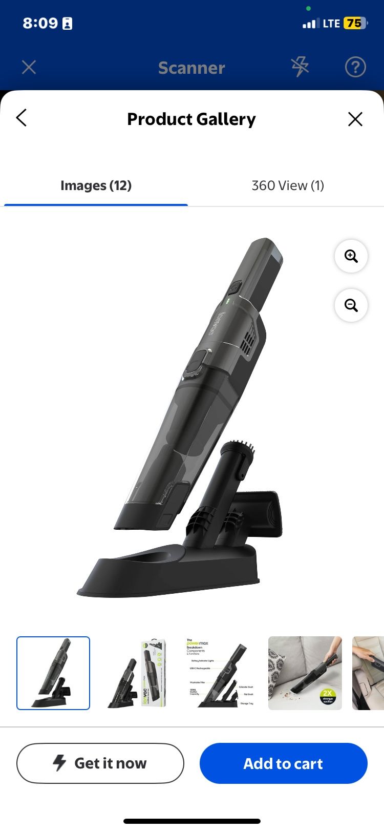 IonVac PowerMax Handheld Cordless Vacuum, Multi-Surface Lightweight Portable Vacuum Cleaner with USB-Charging, Model #8819