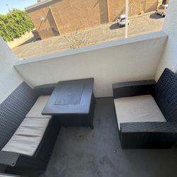 3 piece patio set with fire pit