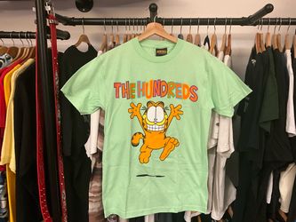 The Hundreds x Garfield Graphic Tee Light Green Cartoon Shirt Size Small