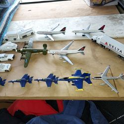 10 Die-cast airplanes and 6 plastic cars