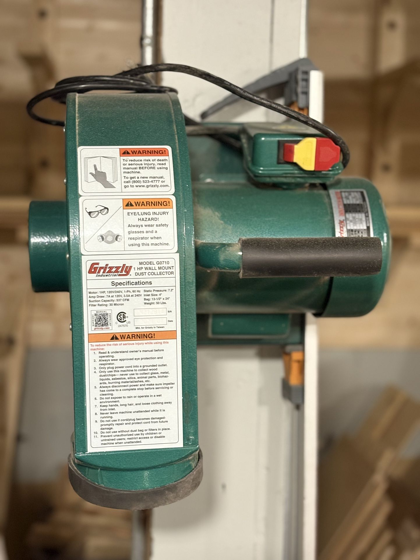 Grizzly Dust Collector 1hp