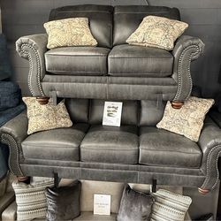 Dark Grey Sofa And Loveseat Available In Brown