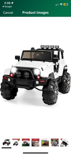 Best Choice Products Kids 12V Ride On Truck, Battery Powered Toy Car w/Spring Suspension, Remote Control, 3 Speeds, LED Lights, Bluetooth - White