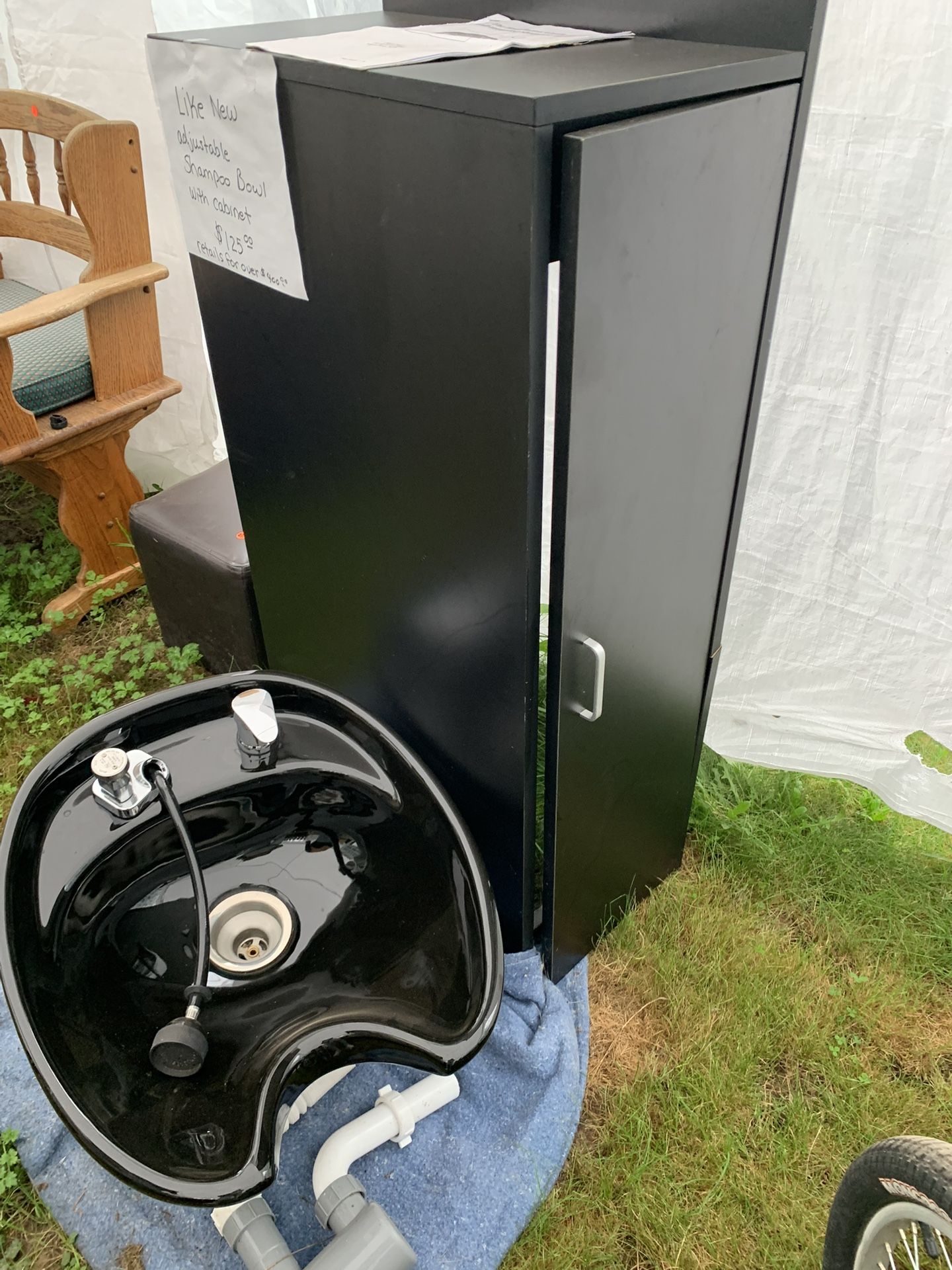 Adjustable Like New Shampoo Bowl With Cabinet