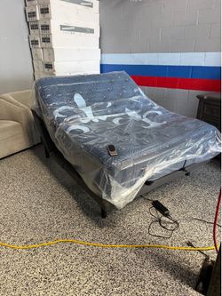 Stearns & Foster luxury queen mattress paired with a Mattress Firm adjustable base (head/foot adjust, zero gravity, massage, wireless remote