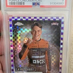 2023 Topps Chromr F1 Oscar Piastri Purple Checker flag /199 PSA 9