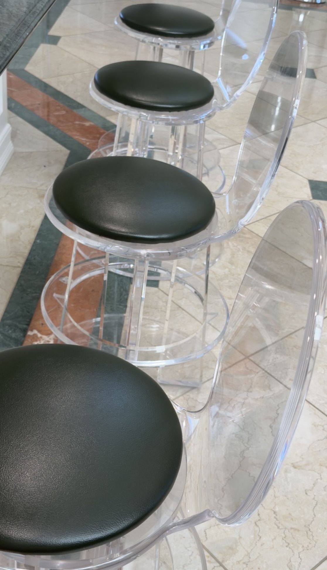 Set of 4 Mid-Century Modern Acrylic Bar Stools