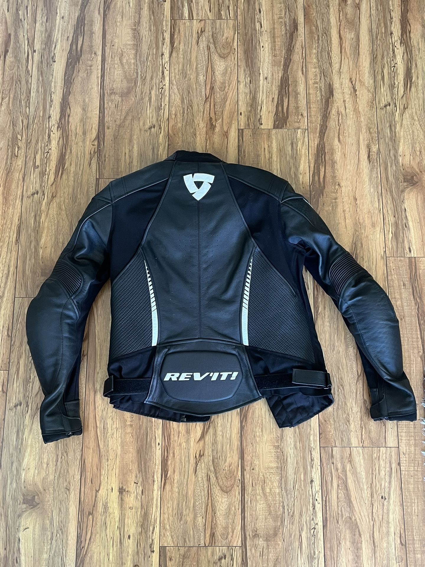 revit rev’it motorcycle black leather jacket size xs 36