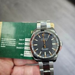 Rolex Milgauss 116400 Silver Oyster Bracelet with Silver Bezel V Serial 2009
