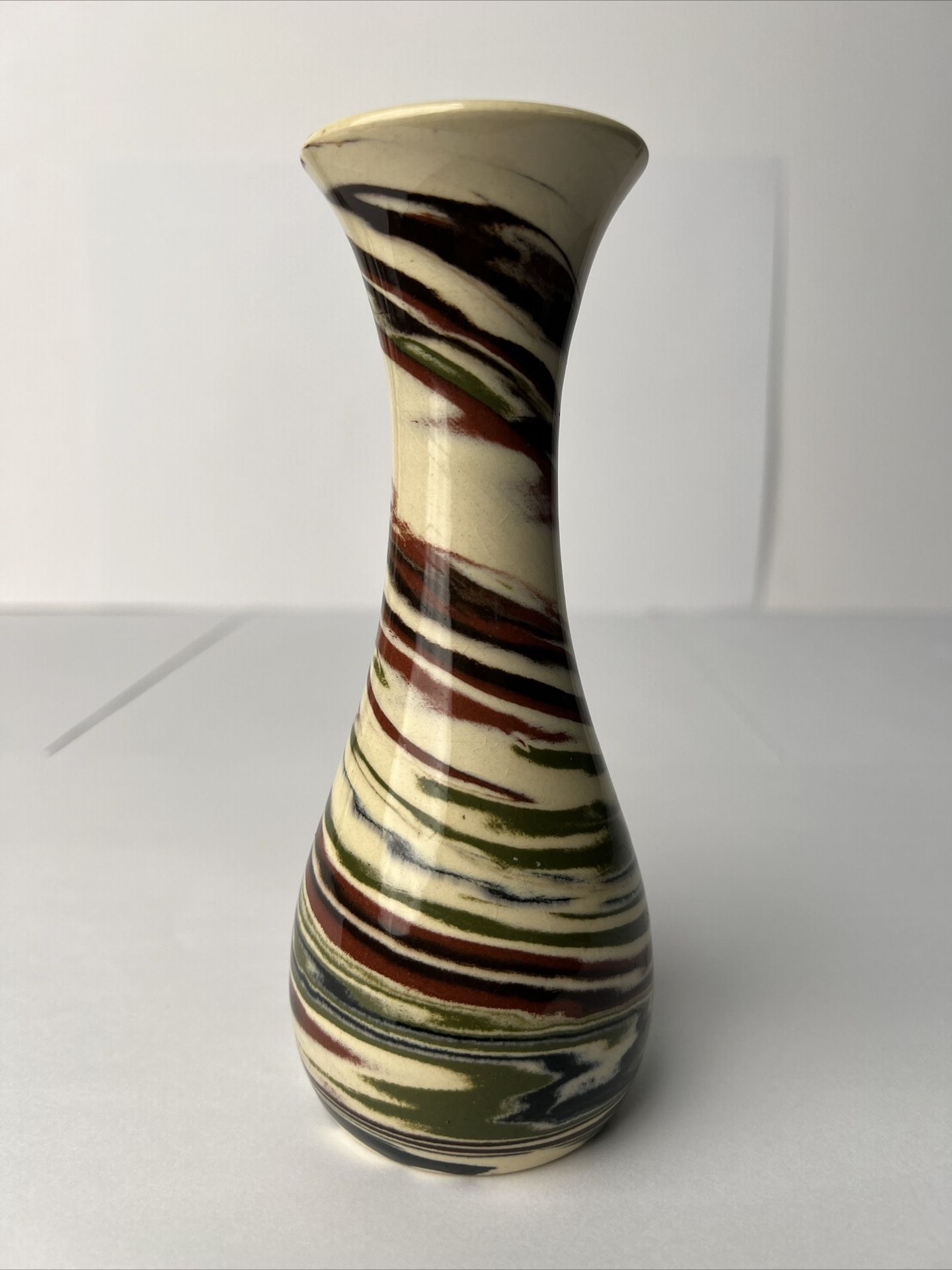 Desert Sands Pottery 1950-70's Vintage Evans Mission Swirl Handmade Bud Vase