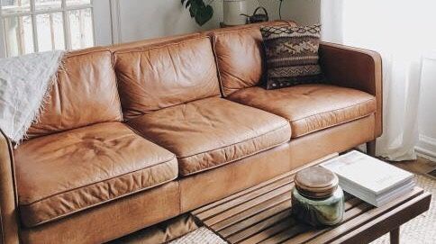 West Elm Hamilton Leather Sofa 3 Seater