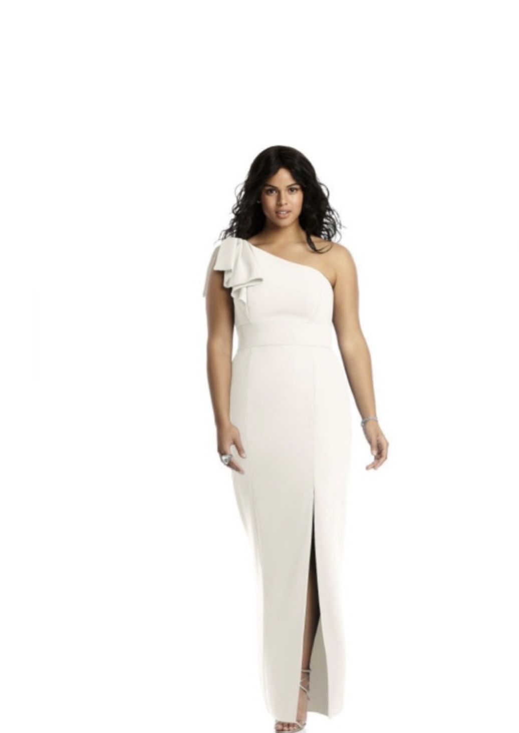 One Shoulder Crepe Informal Wedding Gown