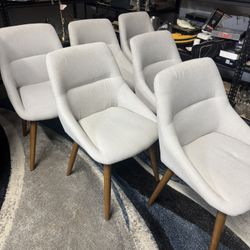 Upholstered Modern Dining Chairs with Oak Legs 6 