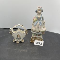 2 Victorian Pcs One Lady And One Mini Basket