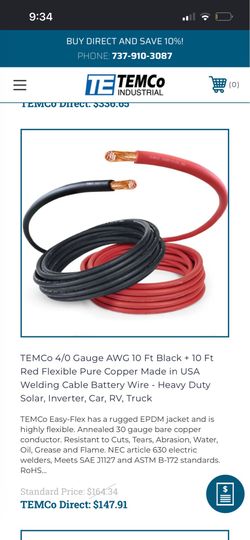 10 ‘ ft and 10’ft of red and black welding wire