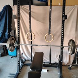 Heavy Duty Workout Equipment And Complete Olympic Weight Set $340