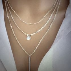 pendant collarbone chain multi layer necklace 