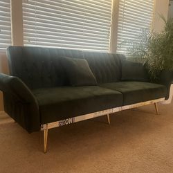 Velvet Sofa Set with Adjustable Armrest and Backrest, 70” Convertible Futon Sofa Bed  Couch 