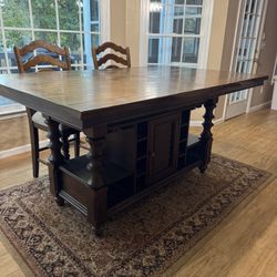 Dining Table With Four Chairs And A Bench For Eight People