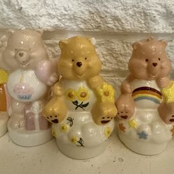 Set of 5 vintage Care Bears ceramic figurines. 3 Care Bears figures on clouds and 2 standings On e bay there price $85 without shipping