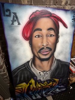 Tupac Shakur Airbrush Portrait Canvas
