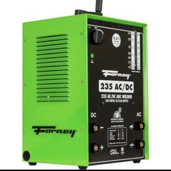 New Forney 235 AC/DC Arc Welder. This welder has 230V input and 45-235A output. Comes with the welder, input power cable, ground cable and clamp, elec