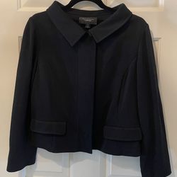 St. John Caviar Black Knit Jacket Size 10 Pre-Fall 09 Collared Snap Blazer USA