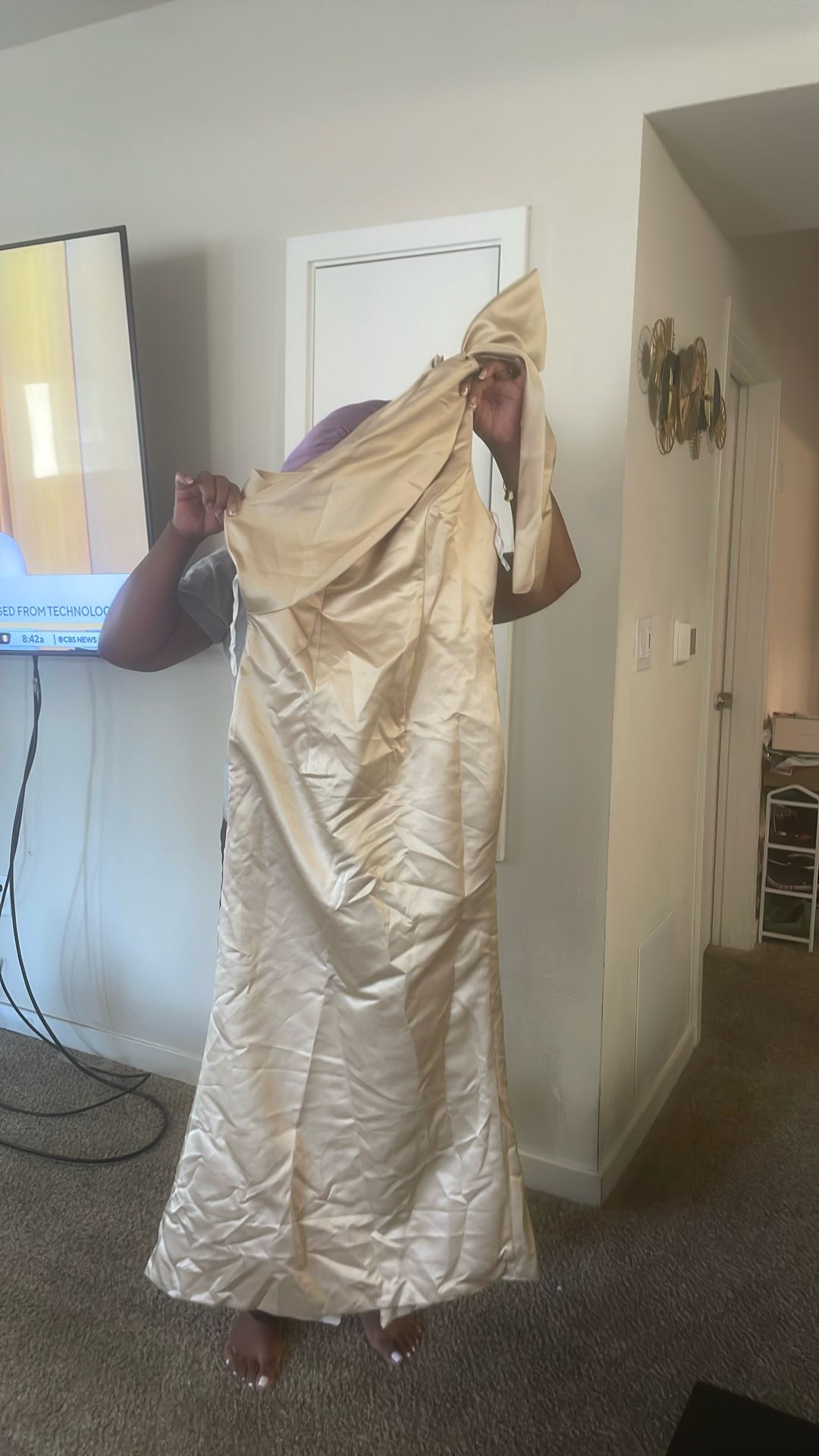 wedding satin dress wore only once to a wedding i have two of theses