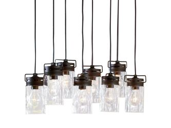 NEW! ALLEN ROTH Vallymede Aged Bronze Farmhouse Clear Glass Jar Pendant Light