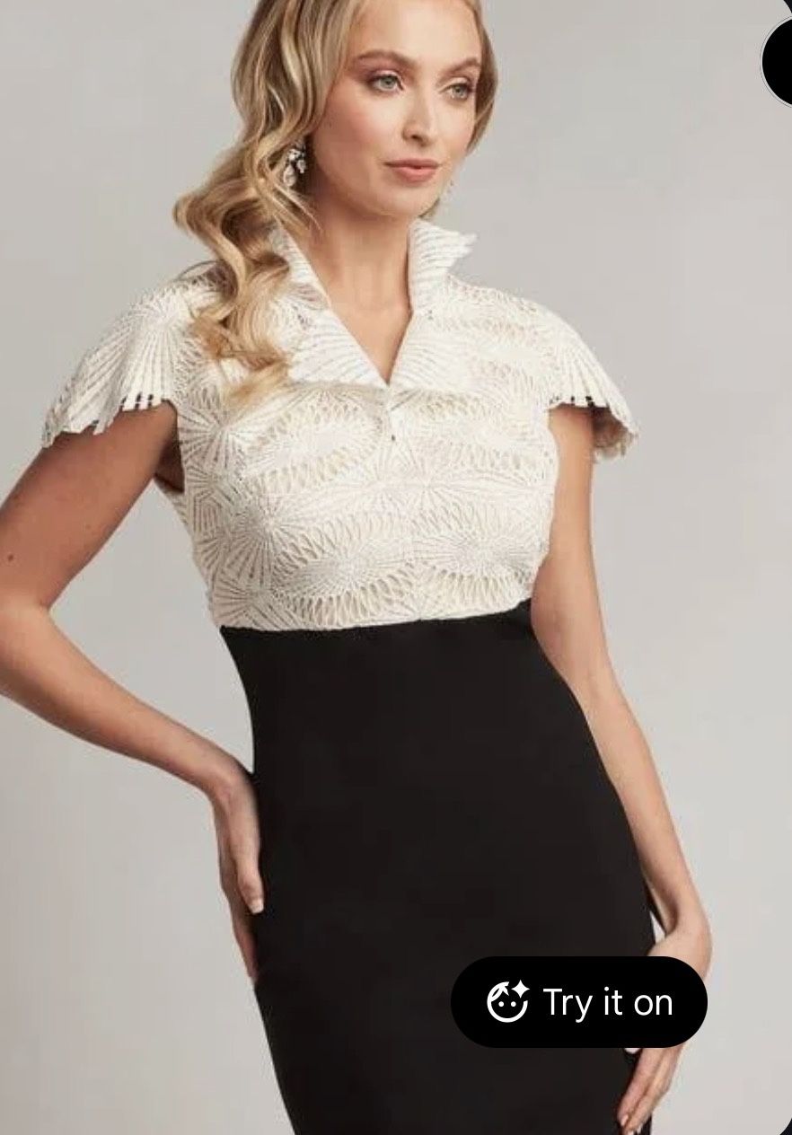 chinese dress ladies Tadashi Shoji Embroidered Lace Tiered Midi Dress in Royal Navy main image 0