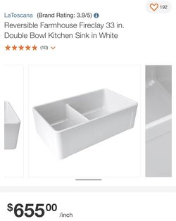 33in Reversible Farmhouse Fireclay Kitchen Sink