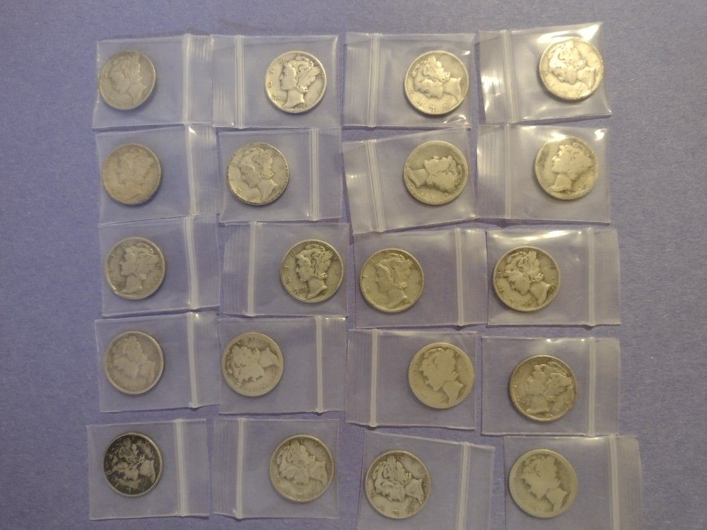 20 Monedas De 10 Centavos De Plata 