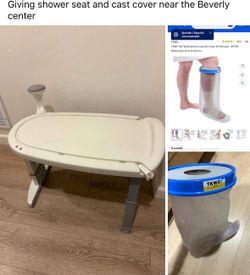 Shower leg cast cover waterproof and shower seat