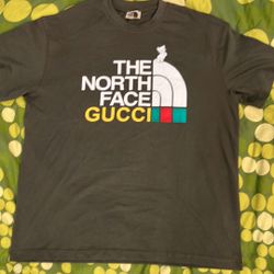 north face x gucci green shirt, L size 