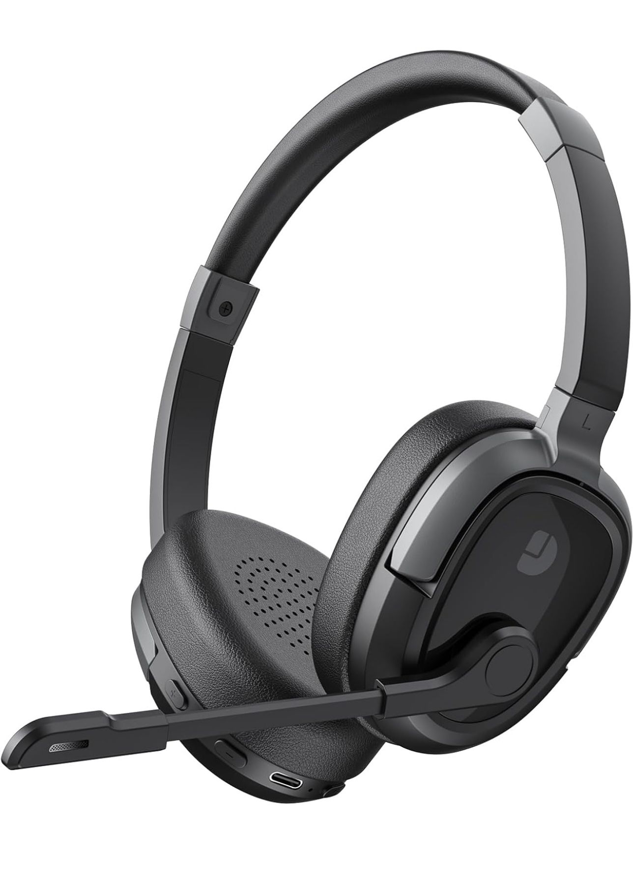 Bluetooth Headphones with Mic for Work, Bluetooth Heeadset with Mic Mute Button & AI Noise Cancelling, 65Hrs Working Time, Wireless Headphones with Mi